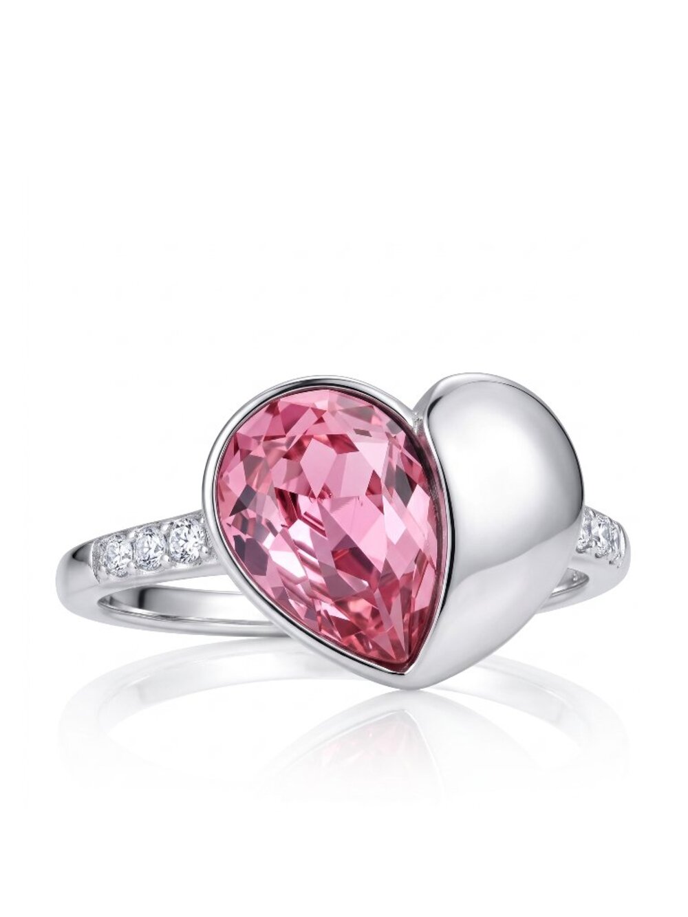 Swarovski crystal Pink heart ring, 925 Sterling Silver Charmed Aroma 2017